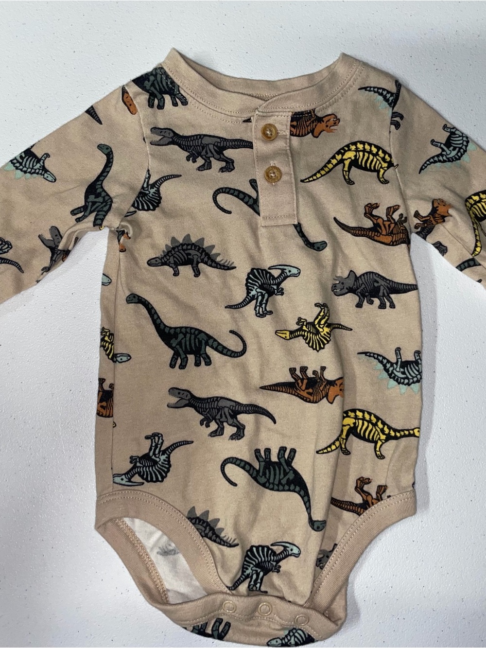 Garanimals: Dinosaur Long Sleeve Tan Onesie (18 Months)